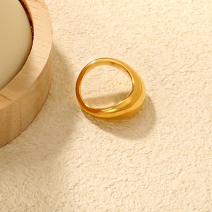 High Quality 18K PVD Gold Plated Stainless Steel Wedding Thick Chunky <b>Dome</b> Finger Trendy Fashion Jewelry Curved Camber <b>Rings</b> - Product Image 4