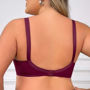 Sujetador Balconette Push-Up de <span class=keywords><strong>Talla</strong></span> <span class=keywords><strong>Grande</strong></span> para Mujer, con Aros, Color Sólido, Encaje Transparente y Lazo, Cómodo, Venta al por Mayor Personalizada - Product Image 3