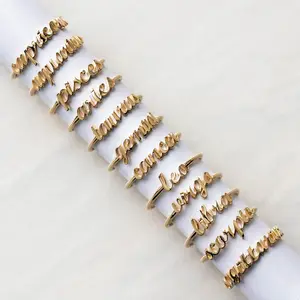여성 핫 세일 새로운 도착 조디악 반지 편지 오픈 인덱스 골드 12 별자리 손가락 반지 - Product Image 1