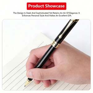 Promotional Custom Pen Logo Luxury Business Gift Black Metal <b>Roller</b> 2 Refills Ball Point Pens Set With Box - Product Image 4