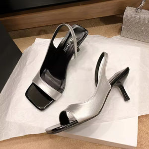 Sandales à talons ultra hauts pour femmes en cuir verni à bout ouvert avec bride, idéales pour l'été et les soirées sexy en boîte de nuit - Product Image 6