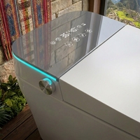 Automatische Intelligente Toilette mit Verlängerter Schüssel, Moderne Smarte Keramik-Bodenmontierte Toilette mit Doppelspülung, Beheiztem Sitz und Fernbedienung