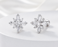 Boucles d'oreilles clous Muweike en argent sterling 925 vermeil avec zircon, design croix, minimalistes et tendance, pour femme, bijoux fins