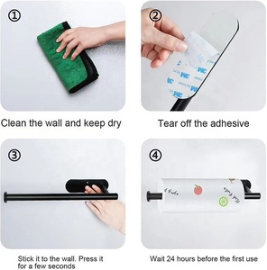 Armadio senza foratura in acciaio inossidabile sotto il supporto per <span class=keywords><strong>carta</strong></span> <span class=keywords><strong>igienica</strong></span> nero portasciugamani da cucina adesivo da 3m - Product Image 6