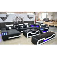 Sofá Multifuncional Moderno para Sala de Estar con Combinación de Luces LED, Sofá Funcional