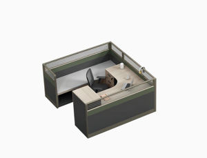 โต๊ะทำงานแบบโมเดิร์นสำหรับสำนักงานเดี่ยว พร้อมแผงกั้นกระจกแบบปรับเปลี่ยนได้ - Product Image 5