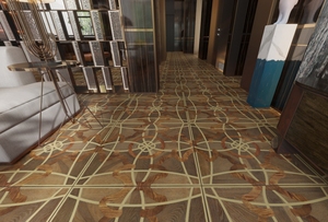 Suelo de ingeniería de teca elegante <span class=keywords><strong>industrial</strong></span> <span class=keywords><strong>Parquet</strong></span> de madera y metal inoxidable o latón con incrustaciones personalizadas para villas de lujo - Product Image 3