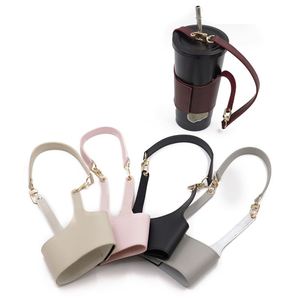 Porte-bouteille d'eau avec sangle, sacoche en cuir PU, housse de protection pour tasse, pochette portable pour bouteille d'eau, housse pour tasse à café - Product Image 1