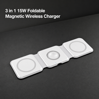 Chargeur sans fil magnétique pliable 3-en-1 15W avec port Type-C pour smartphones compatibles et montres connectées (PD)