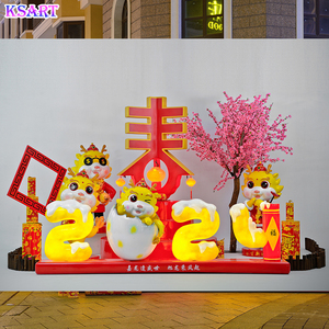 Escultura FRP decoración LED para exteriores a?o 2024 del <span class=keywords><strong>mu</strong></span>?eco del dragón escultura de dragón chino del zodíaco chino - Product Image 3
