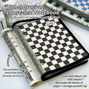 Carnet de notes <span class=keywords><strong>mini</strong></span> format à spirale avec motif à carreaux simple, pages intérieures remplaçables, logo personnalisé, couleur et reliure personnalisées - Product Image 1