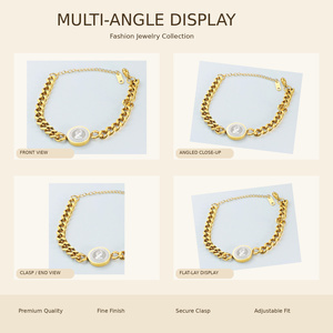 Bracelet à breloques Vefiery en acier inoxydable doré avec zircon pour femme, chaîne réglable, bijoux en pierres colorées, cadeau avec logo personnalisé - Product Image 4