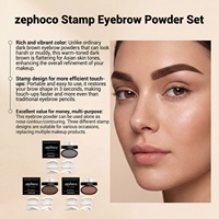 Zephoco Kit de tampons à poudre pour sourcils imperméables, 3 paires de pochoirs, sourcils 3D naturels longue durée, application facile, pour le quotidien, 6g