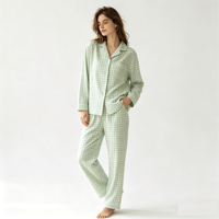 Ensemble de pyjamas pour femmes de qualité supérieure, style imprimé à carreaux, ensemble de détente pour femmes, fabricant ODM, certifié BSCI