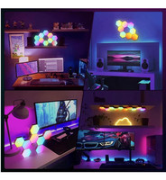 Vente en gros Lumière décorative moderne à LED hexagonale contrôlée par application intelligente RGBIC Magic Color Wall Quantum Lights