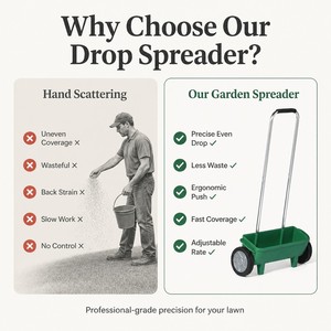 Esparcidor <span class=keywords><strong>de</strong></span> Semillas y Fertilizantes, Sembrador Manual para Jardín y Césped, Esparcidor <span class=keywords><strong>de</strong></span> Semillas <span class=keywords><strong>de</strong></span> Césped, Sal y Anticongelante, con Ruedas y Mango Ajustable - Product Image 6