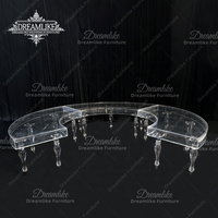 Acryl-Serpentinen-Partytisch Transparent Luxuriös für Hochzeiten Events Langlebig Modern Zeitgenössisch Hotelmöbel