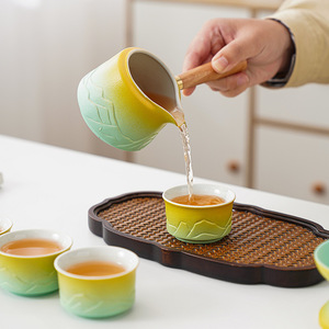 Tasse en céramique rustique rétro chinoise, motif sommet de château peint à la main, grande vaisselle en poterie pour cadeau - Product Image 2