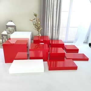 Bộ màu đỏ của 8 cái hiển thị thực phẩm đứng trang trí tiệc cưới phục vụ tự chọn hiển thị thực phẩm risers Acrylic hiển thị thực phẩm đứng - Product Image 3