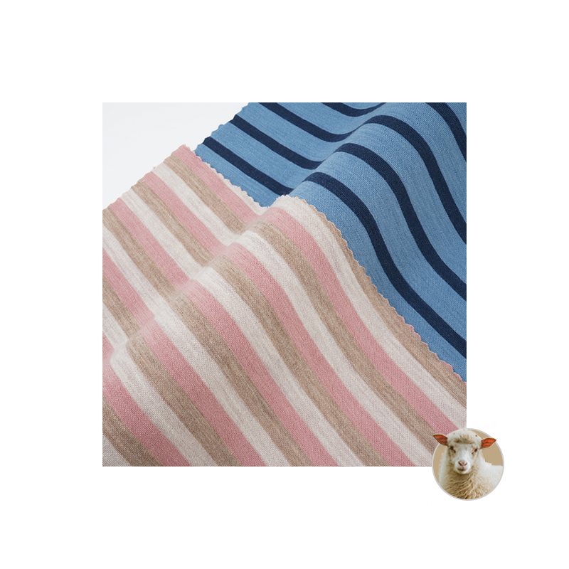 Solarwool Factory Custom Wholesale Print Knitted Merino Wool Striped Snigle Jersey Side Fabric For Baby