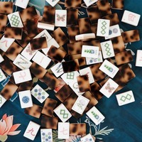 Ubin Mahjong Gaya Oriental Amerika Berbahan Akrilik Motif Cangkang Kura-Kura Bertema Botani untuk Hiburan Perjalanan Hadiah Liburan