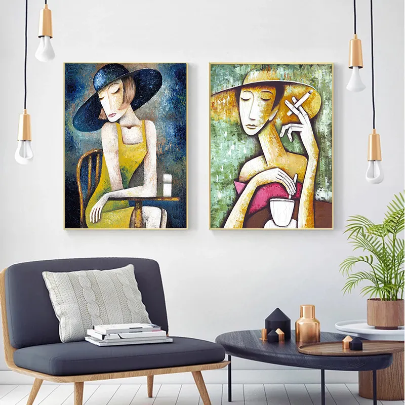 Abstract Woman Oil Painting Retro Famous Wall Art Pictures For Home Decor Print On Canvas For Living Room Decoration Caudros