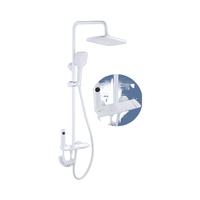 Robinet de douche thermostatique à poignée unique en acier inoxydable, finition chrome poli, pommeau de douche carré à jet doux et massant, montage mural