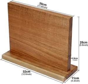 Magnetische Messenhouder Stalen Koksmessen Set Met Houtblok Opberggereedschap Magnetische Zuig Houten Messenhouders