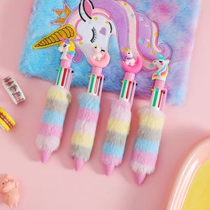 Shuttle Rainbow Plush 0.5 Mm Cute Cartoon <b>Pens</b> School 6-In-1 Multicolor <b>Fluffy</b> Retractable Ballpoint <b>Pen</b> - Product Image 6