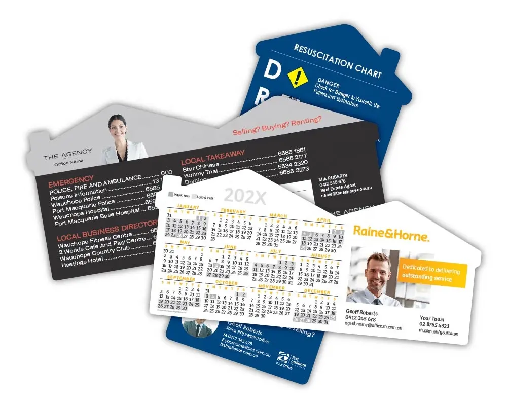 डीएल घर आकार कैलेंडर A5 फ्रिज चुंबक कैलेंडर विज्ञापन व्यापार कार्ड रेफ्रिजरेटर पर व्यक्तिगत डिजाइन के साथ मुद्रित