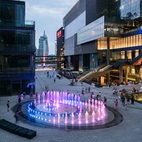Grande fontaine d'extérieur à plancher sec avec éclairage décoratif, pour plaza et jardin, avec jets d'eau dansants, système de contrôle DMX512, en acier inoxydable