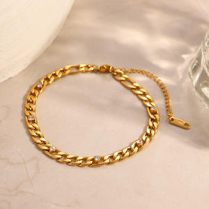 Stainless Steel Bracelet Cuban <b>Chain</b> Solid Color <b>Titanium</b> Steel Retro Style 18k Gold Plated Fashion Cuff Bracelets - Product Image 3