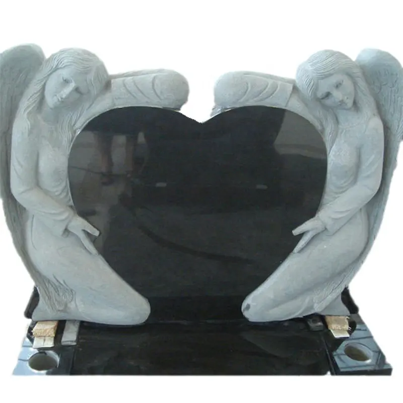 Заводская распродажа, простой индивидуальный дизайн, двойной ангел, камень, сердце, памятники в американском стиле, камень