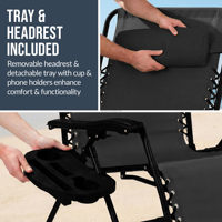 Chaise zéro gravité de luxe avec pare-soleil, coussin et porte-boissons - Mobilier de jardin pliable et portable
