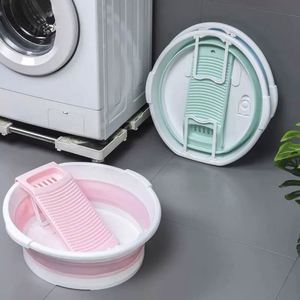 All-in-One Foldable <b>Round</b> PP Plastic 51cm Portable Eco-Friendly Oversized Rubbing Board Wash <b>Basin</b> - Product Image 3