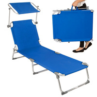 Chaise de plage pliante légère avec structure en fer, chaise-lit pliante, chaise longue avec auvent pare-soleil pour l'extérieur