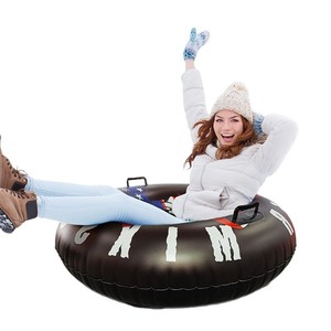 Inflatable Snow Tube For Adults Black American Flag Design Outdoor Winter <b>Skiing</b> Toy 0.4-0.6mm PVC - Product Image 1