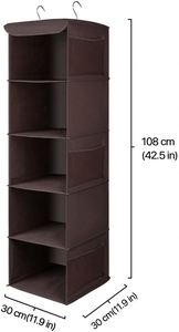 5-shelf Non Woven <b>Space</b> <b>Saving</b> Easy Use Drawers Collapsible Shelves Hanging Closet Organizer for Sweater Cloth Handbag - Product Image 3