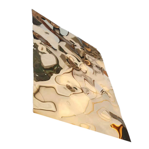 Panneau de décoration murale en métal coloré miroir 8K découpé au <span class=keywords><strong>laser</strong></span> personnalisé moderne, feuille d'acier inoxydable à effet d'ondulation d'eau - Product Image 5