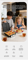 Plaques en acier inoxydable antiadhésives, appareil de cuisine domestique 1500W, gaufrier électrique