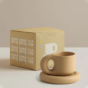 Nordic Style Solid Color High Ceramic Coffee Mug Creative Novelty <b>Cup</b> Saucer <b>Set</b> Dishwasher Microwave Safe Includes Spoon - Product Image 5