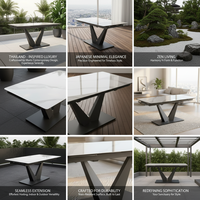 Ensemble de table et chaises de salle à manger en céramique de style italien, extensible, pliable, rectangulaire, 10 places, pour maisons modernes et hôtels