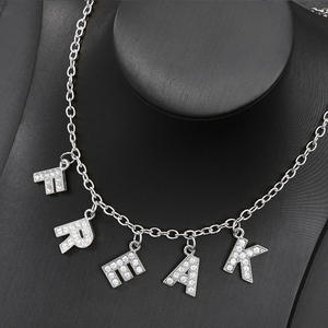 Septwinsti — collier de luxe brillant en Zircon cubique CZ, pendentif ras du cou avec lettre et initiales, en acier inoxydable, 2020 - Product Image 6