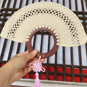 Kipas Tangan Anyaman Jerami Palem Buatan Tangan Abanico De Mano Suvenir Pernikahan Meksiko untuk Tamu, Hadiah Unik untuk Pengiring Pengantin - Product Image 4