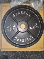 Ensemble de plaques de musculation en fonte de 45 lb, plaques de poids métalliques pour le fitness, plaques de poids courantes de 25 kg en vente