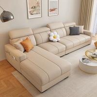 Canapé d'angle en cuir de luxe moderne en forme de L, design simple, pour appartement et maison, vente en gros à prix abordable