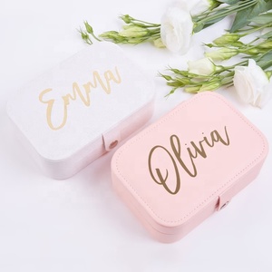 Boîte de rangement de bijoux en cuir PU, cadeau de demoiselle d'honneur personnalisé avec Logo personnalisé, boîte à bijoux Portable de voyage - Product Image 3