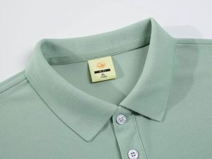 Polo de golf à manches courtes uni de haute qualité avec logo personnalisé, séchage rapide, sans couture, pour hommes, chemise de polo pour affaires - Product Image 3