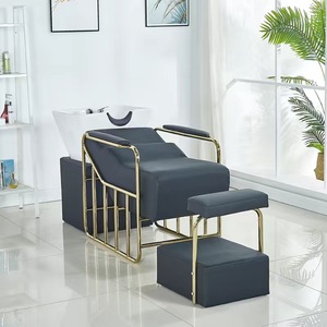 Sillón de Peluquería Moderno de Cuero PU con Lavabo de Acero Inoxidable, Masaje de Cuero Cabelludo, Spa, Uso Comercial - Product Image 3