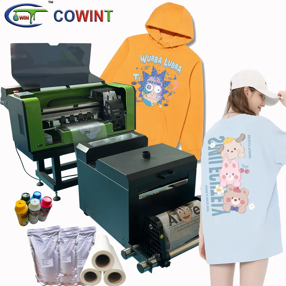 Cowint a3 xp600 dual head dtf printer machine clothes logo label 30cm a3 dtf printer with 2 xp600 print heads transfers printing